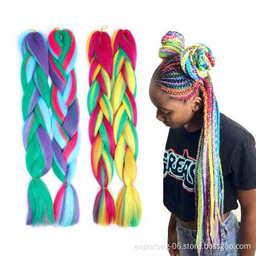 Wholesale 24 Inch 100g Mix Color High Quality Cheap Fiber Synthetic Wavy Private Label Braiding Hair Pre Stretched Braiding Hair